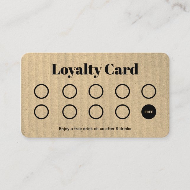 Carte de fidélité personnalisée - Papier Kraft sim (Devant)