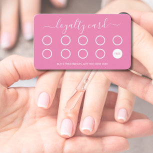 Carte de fidélité personnalisée Script simple rose
