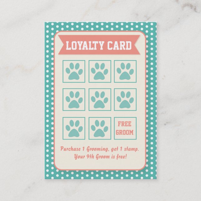 Carte de fidélité Pet Groomer - Personnalisable (Devant)