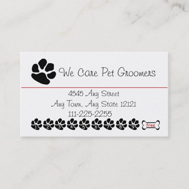 Carte De Fidélité Pet Groomer pour animaux de compagnie ou Acheter C (Devant)