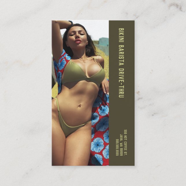 Carte De Fidélité Photo Olive Bikini Barista Double Number Coffee (Devant)