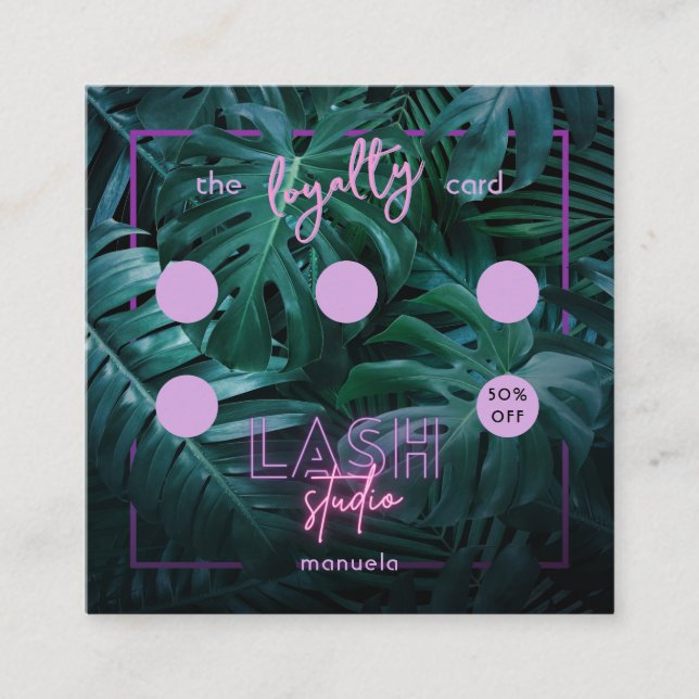 Carte De Fidélité Pink Neon Tropical Lashes Business (Devant)