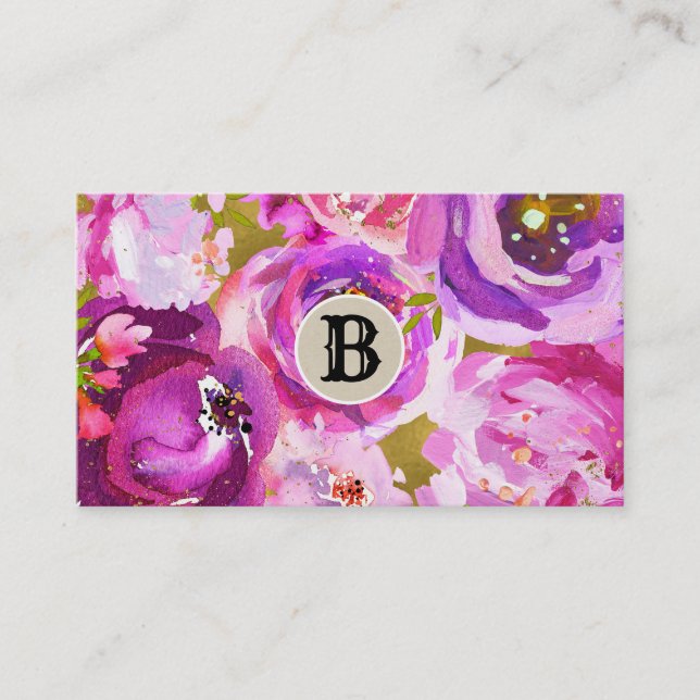 Carte De Fidélité Pink violet or Floral Moderne Loyauté client (Devant)