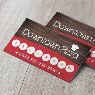 Carte De Fidélité Pizza Pasta Restaurant Rustique Bois Loyauté