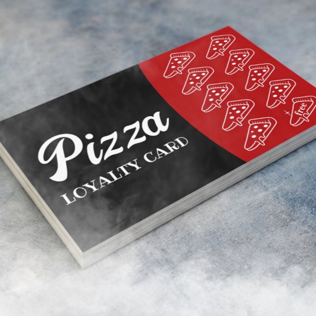 Carte De Fidélité Pizza & Pâta Restaurant Loyauté Noire & Rouge (Créateur téléchargé)