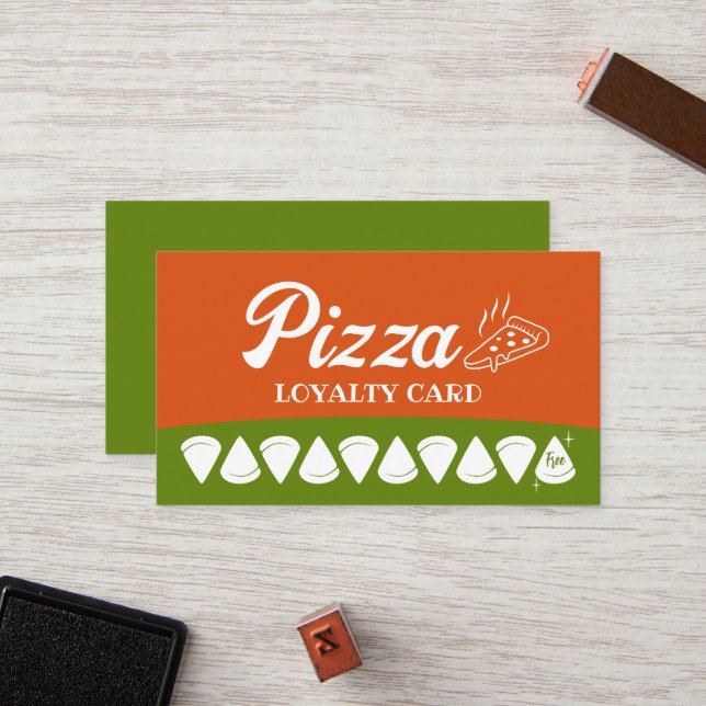 Carte De Fidélité Pizza Shop Pasta Restaurant Loyalty Punch (Devant/Arrière en situation)