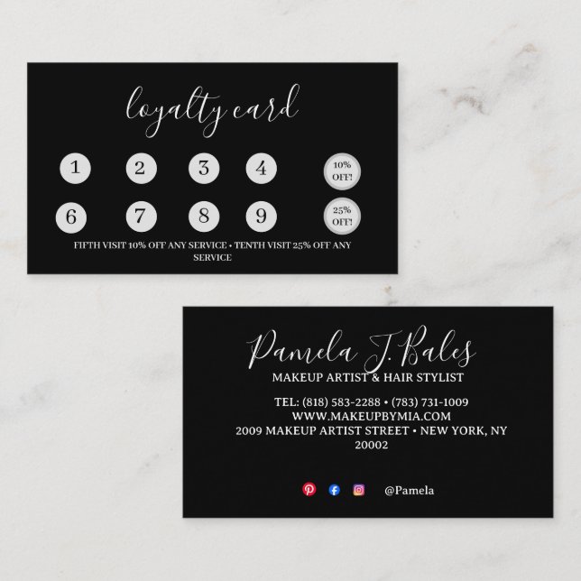 Carte de Fidélité Plate 3,5" x 2,0" (Devant / Derrière)