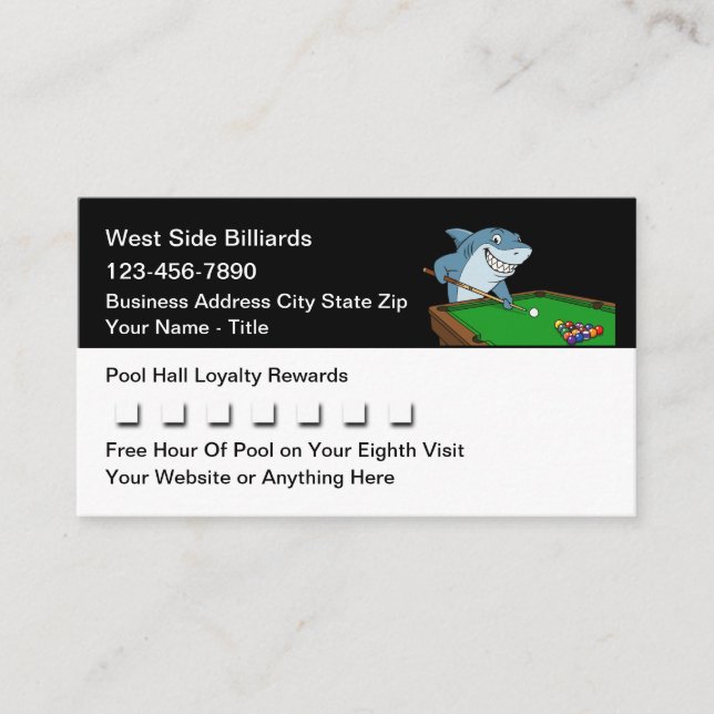 Carte De Fidélité Pool Hall Billiards Customer Loyalty Rewards (Devant)