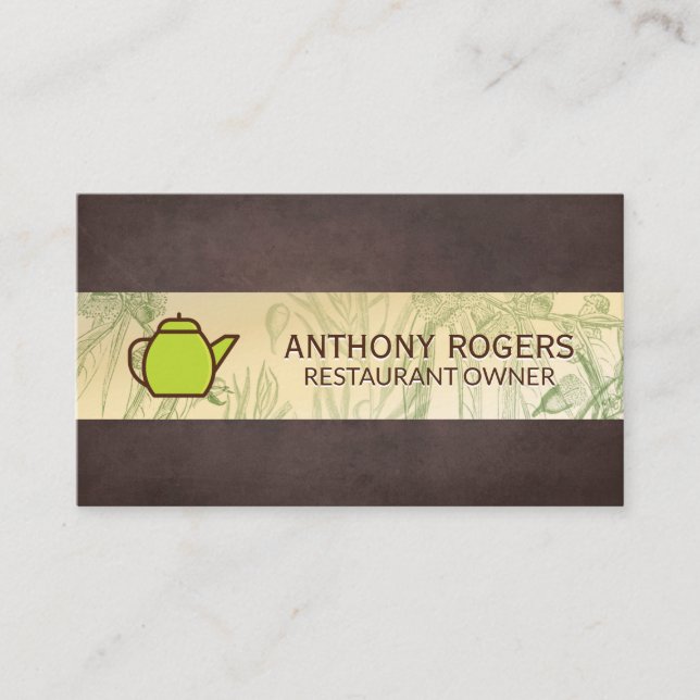 Carte De Fidélité Pot de thé vert | Plantes de plantes | Texture Bro (Devant)