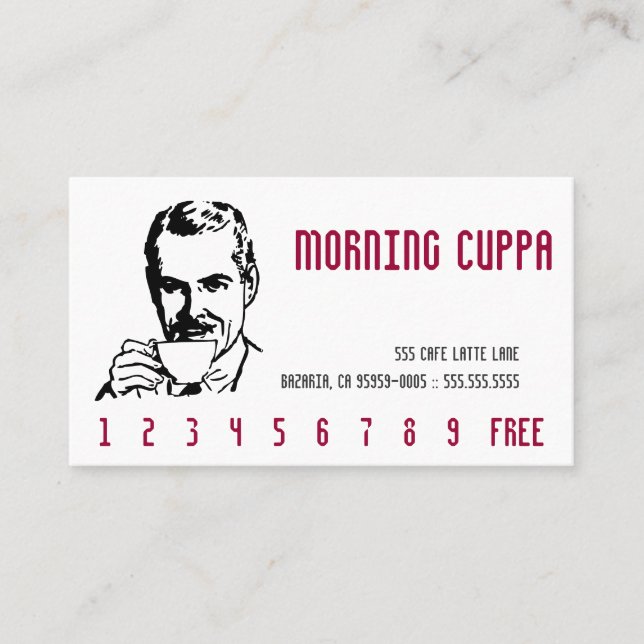 Carte De Fidélité Potable tasse de thé de matin de schéma (Devant)