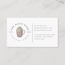 Carte de fidélité pour le café Carte de visite