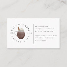 Carte de fidélité pour le café Carte de visite