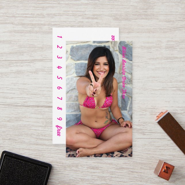 Carte de fidélité pour le "Drive-Thru" au café pho (Devant/Arrière en situation)