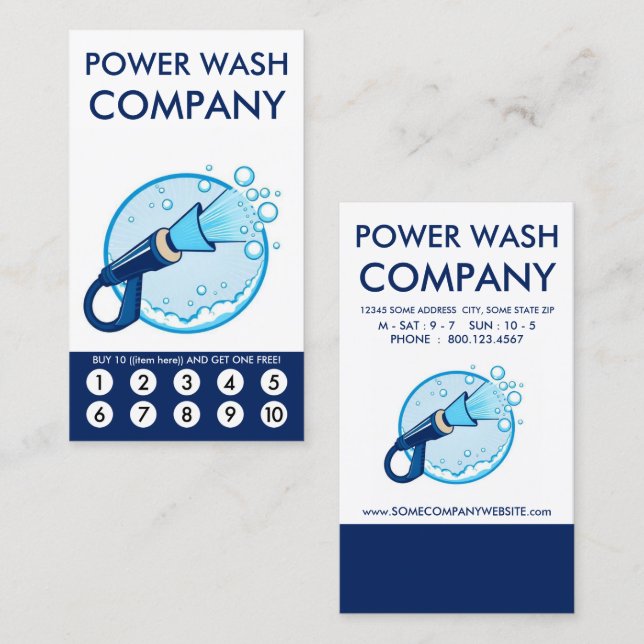 Carte De Fidélité Power Wash Loyalty Punch Card (Devant / Derrière)