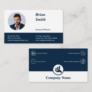 Carte De Fidélité Professionnel Planificateur Financier Bleu Blanc