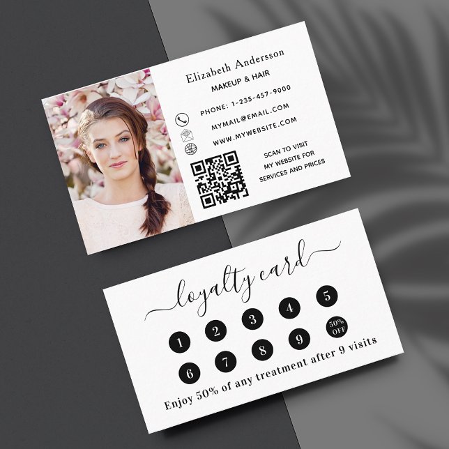 Carte de fidélité professionnelle au code QR blanc (Créateur téléchargé)