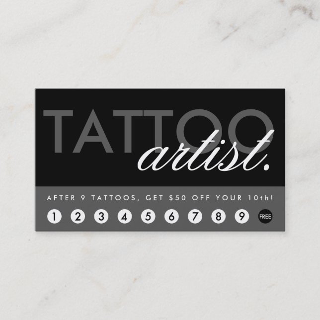 Carte De Fidélité programme de récompenses des artistes tatoueurs (Devant)
