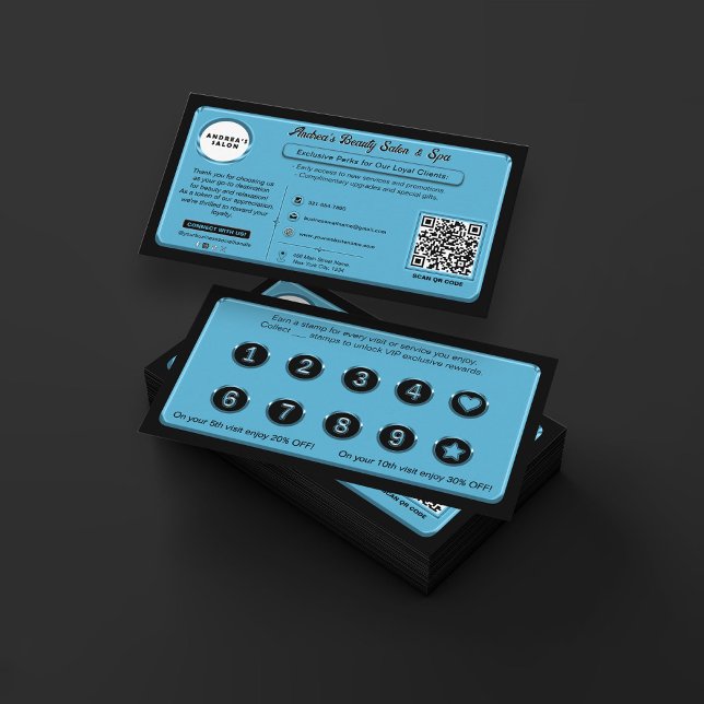 Carte De Fidélité Promo de récompenses d'affaires bleu moderne offre (Créateur téléchargé)