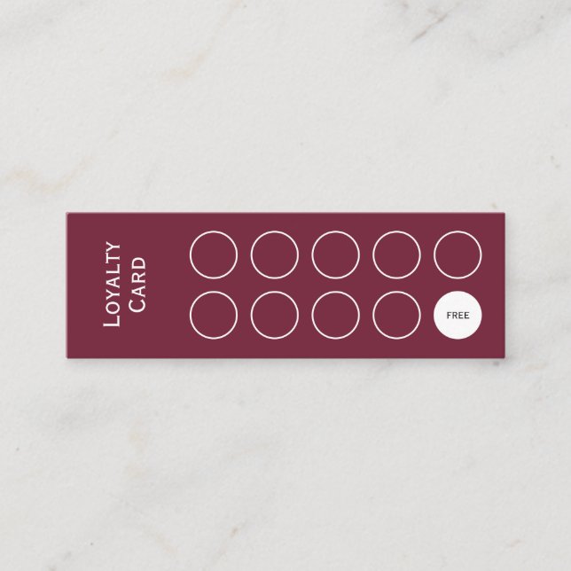Carte de fidélité, propre et simple, rouge bordeau (Devant)