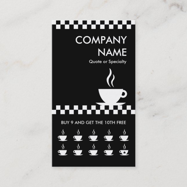Carte De Fidélité punchcard rétro vérificateurs de café (Devant)
