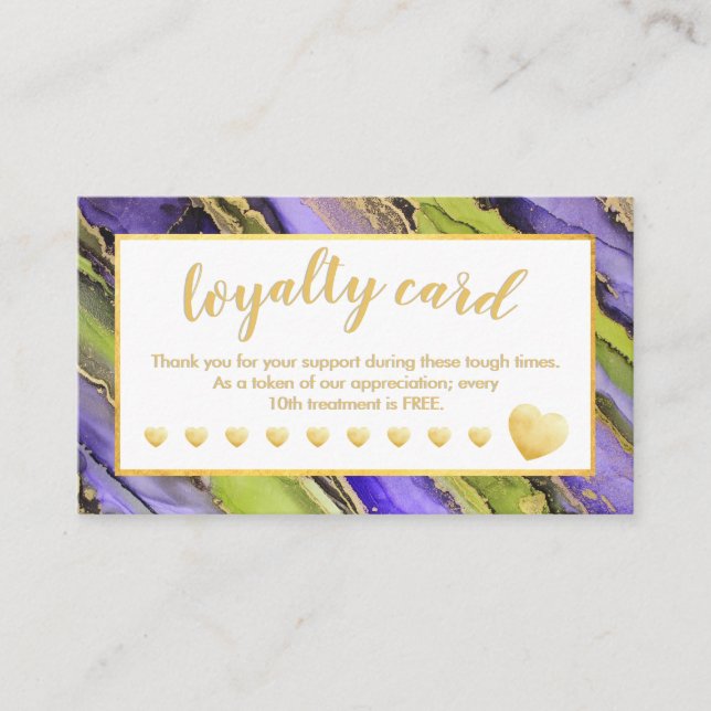 Carte De Fidélité Purple Black Green Gold Foil Dix Visite (Devant)