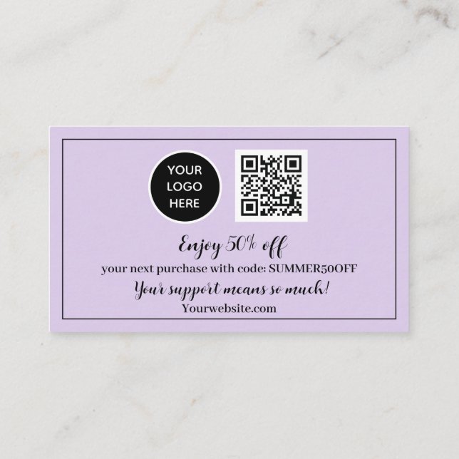 Carte De Fidélité Purple Logo Merci Business Reward Punch (Dos)