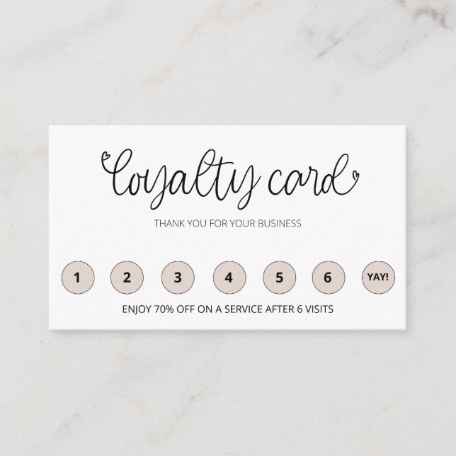 Carte De Fidélité *~* QR Merci récompense Coeurs d'or Roses (Devant)