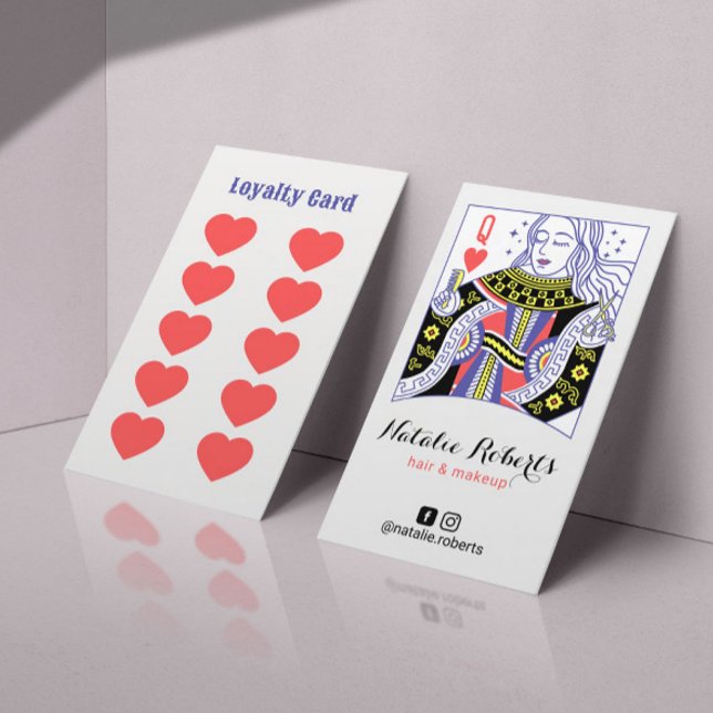 Carte De Fidélité Queen of Hearts Cute Hair Styliste Salon de beauté (Créateur téléchargé)