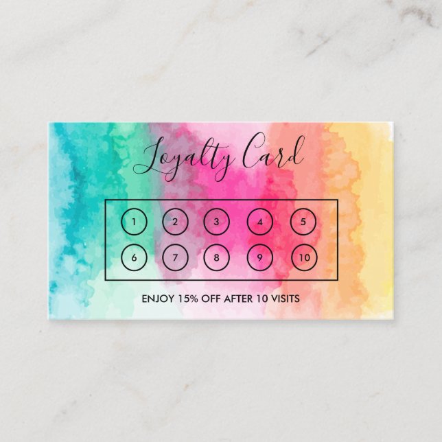 Carte de fidélité Rainbow Watercolor (Devant)
