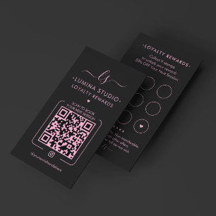 Carte De Fidélité Récompense Minimaliste Esthéticienne Rose Noir Bea