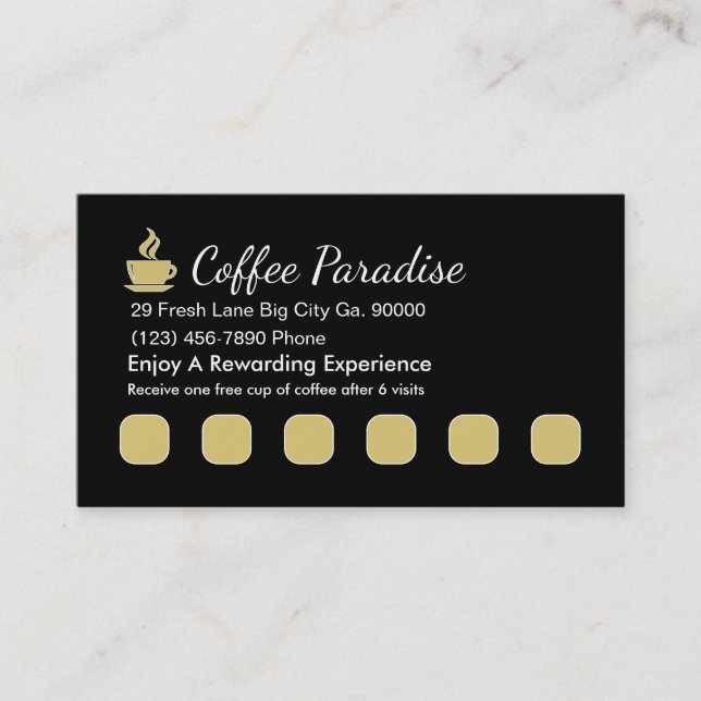 Carte De Fidélité Récompenses de client de café-restaurant (Devant)