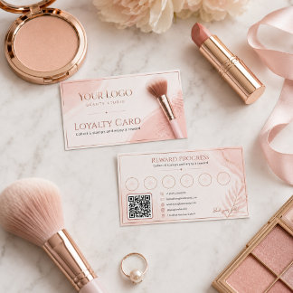 Carte De Fidélité Récompenses de salon de beauté Rose Gold Blush Fém