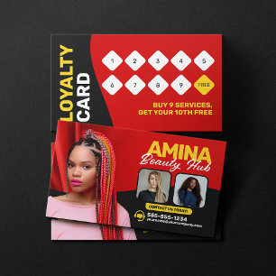 Carte De Fidélité Red Hair & Beauty Salon Braider Hairstylist Wigs
