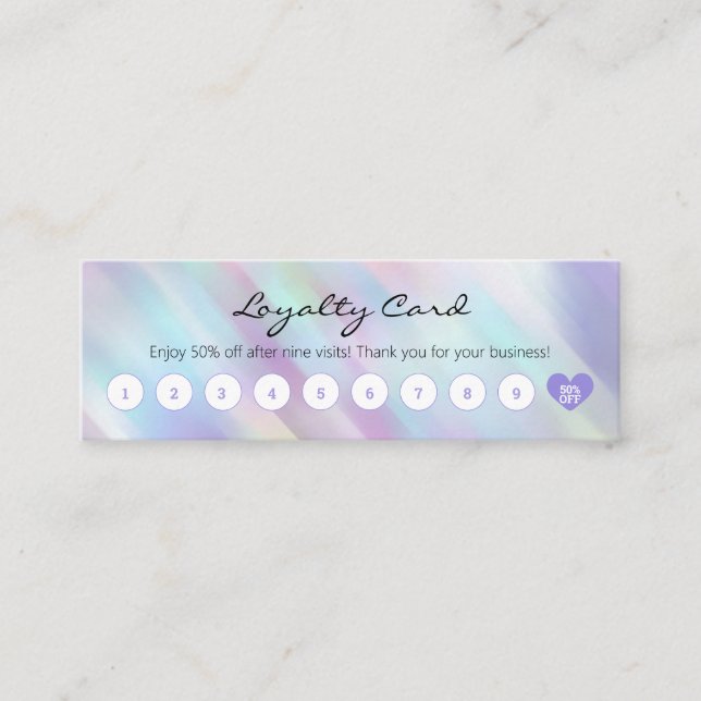 Carte De Fidélité Réduction simple client Pastel Holographique viole (Devant)