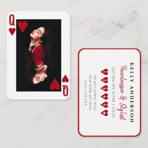 Carte De Fidélité Reine de Coeur Rouge Photo Entreprise Coiffeuse