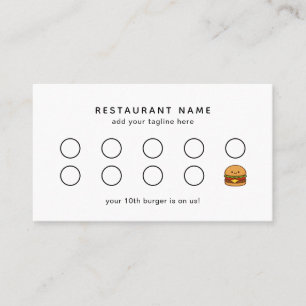 Carte De Fidélité Restaurant Cute Burger