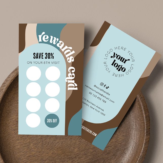 Carte De Fidélité Retro Super unique Salon de beauté Spa à ongles (Trendy retro business loyalty cards with your logo and custom rewards discount)