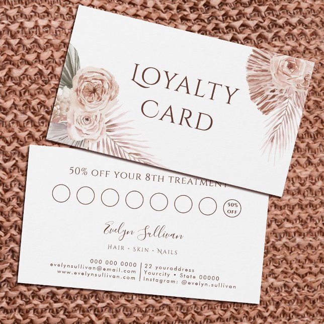 Carte de fidélité rose Boho (Créateur téléchargé)