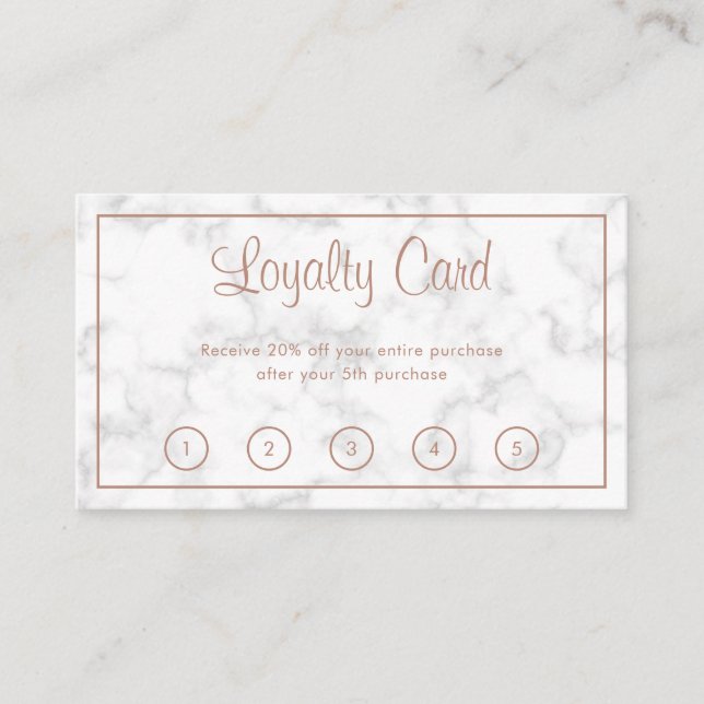 Carte De Fidélité Rose en marbre moderne Gold Script Élégant Busines (Devant)