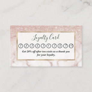 Carte De Fidélité Rose glamour or blanc Parties scintillant marbre d