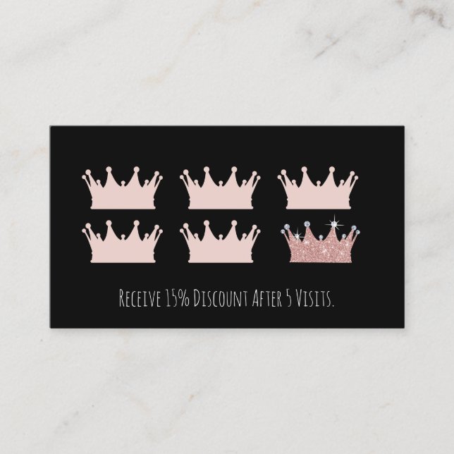 Carte De Fidélité Rose Gold Couronne maquillage Artiste Coiffeur Sal (Devant)