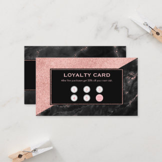 Carte de fidélité Rose Gold Marble Beauté Salon su