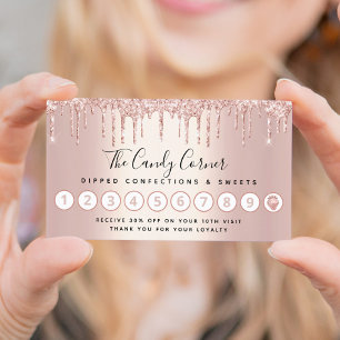 Carte De Fidélité Rose Parties scintillant or Confection Fraise Swee