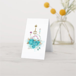 Carte De Fidélité Roses turquoise avec touches