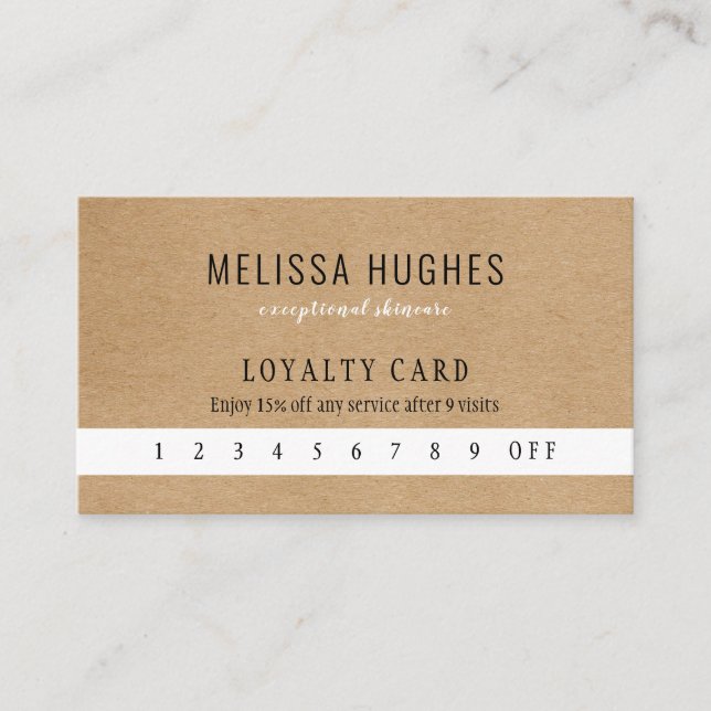 Carte De Fidélité Rustic Kraft Professionnel Client (Devant)