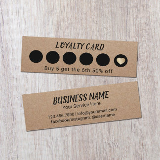 Carte De Fidélité Rustique Kraft 6 Punch Loyauté