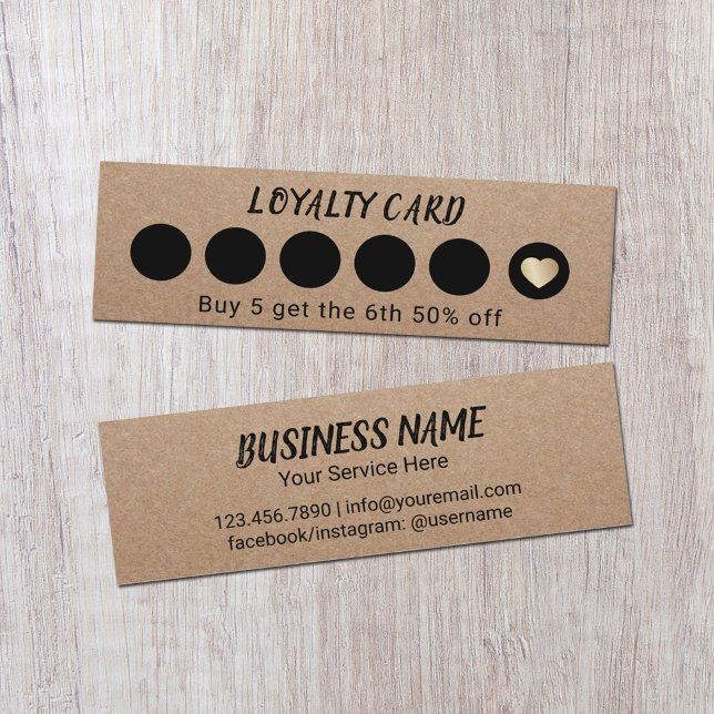 Carte De Fidélité Rustique Kraft 6 Punch Loyauté (Créateur téléchargé)
