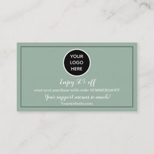 Carte De Fidélité Sage Green Logo Merci Business Reward Punch