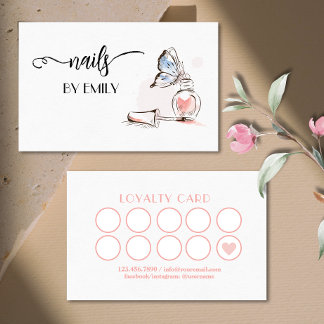 Carte De Fidélité Salon à ongles Polonais Bouteille Crochet rose