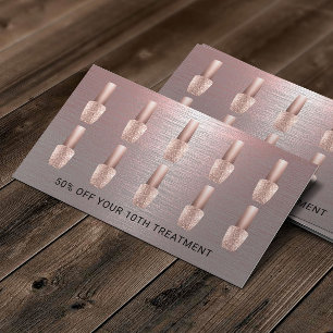 Carte De Fidélité Salon à ongles Rose Gold Metal Polonais Manicuris